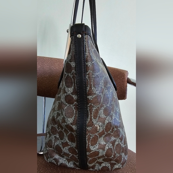 Coach Signature Taxi Brown Coated Canvas Tote - Picture 8 of 15